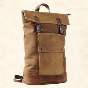 KP3  VINTAGE TAR III™ Rucksack Canvas mit Leder Damen / Herren  - dunkelgrau 17"